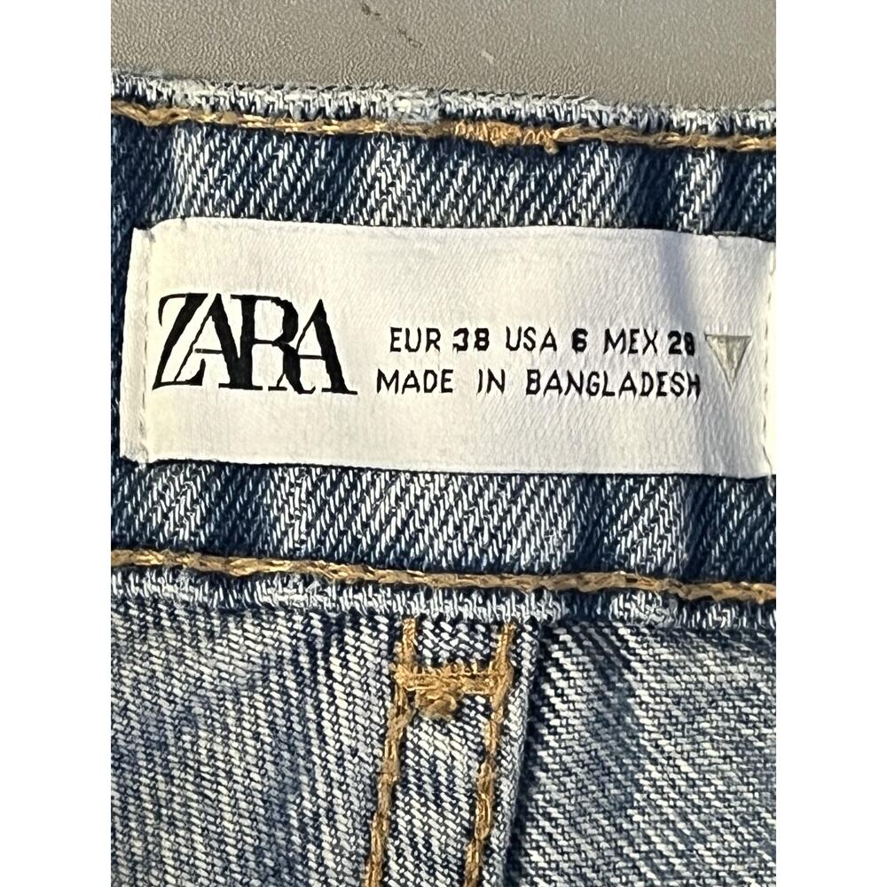 Zara Jeans Womens 6 Blue Carpenter Utility Straight Leg High Rise‎ Denim - Picture 5 of 9